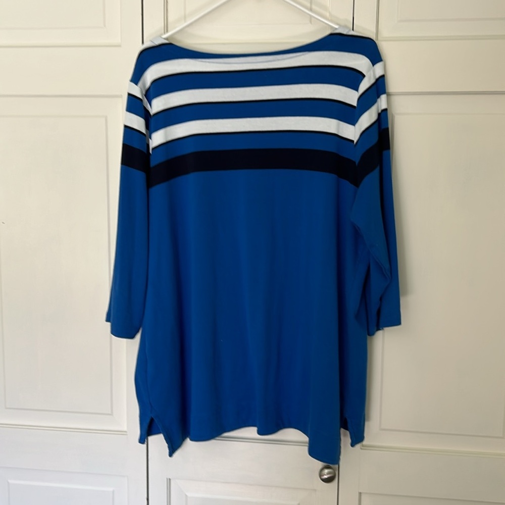 Croft & Barrow 2X Boatneck Blue Striped Shirt - Picture 8 of 8